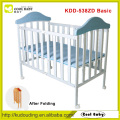 China Factroy NEW Foldable Baby Cot with Single High Pole Mosquito Net and Thick Mattress Baby Travel Cot Blue for Boy